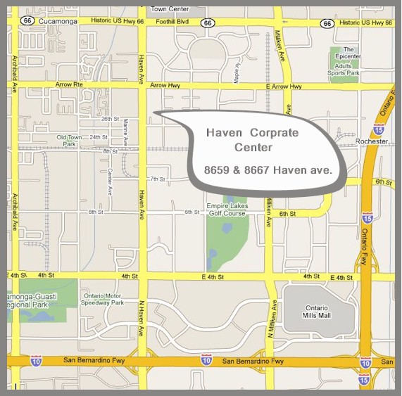 street map of 8659 Haven ave, Rancho cucamonga, Ca